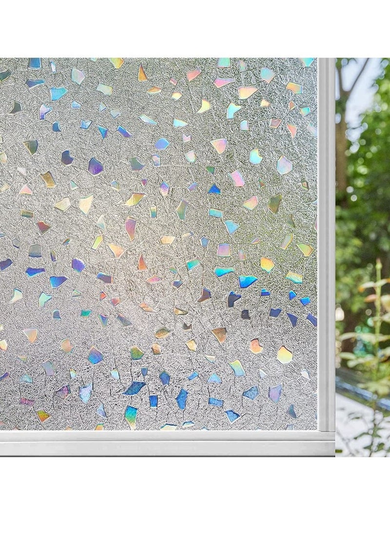 KASTWAVE - Window Privacy Film, 3D Decorative Colored Windows Hidden UV Non-adhesive Electrostatic Stained Glass Window Decals Static Adhesion Gravel Design DIY Cuttable Home Decoration (45x200 cm) - Image 1