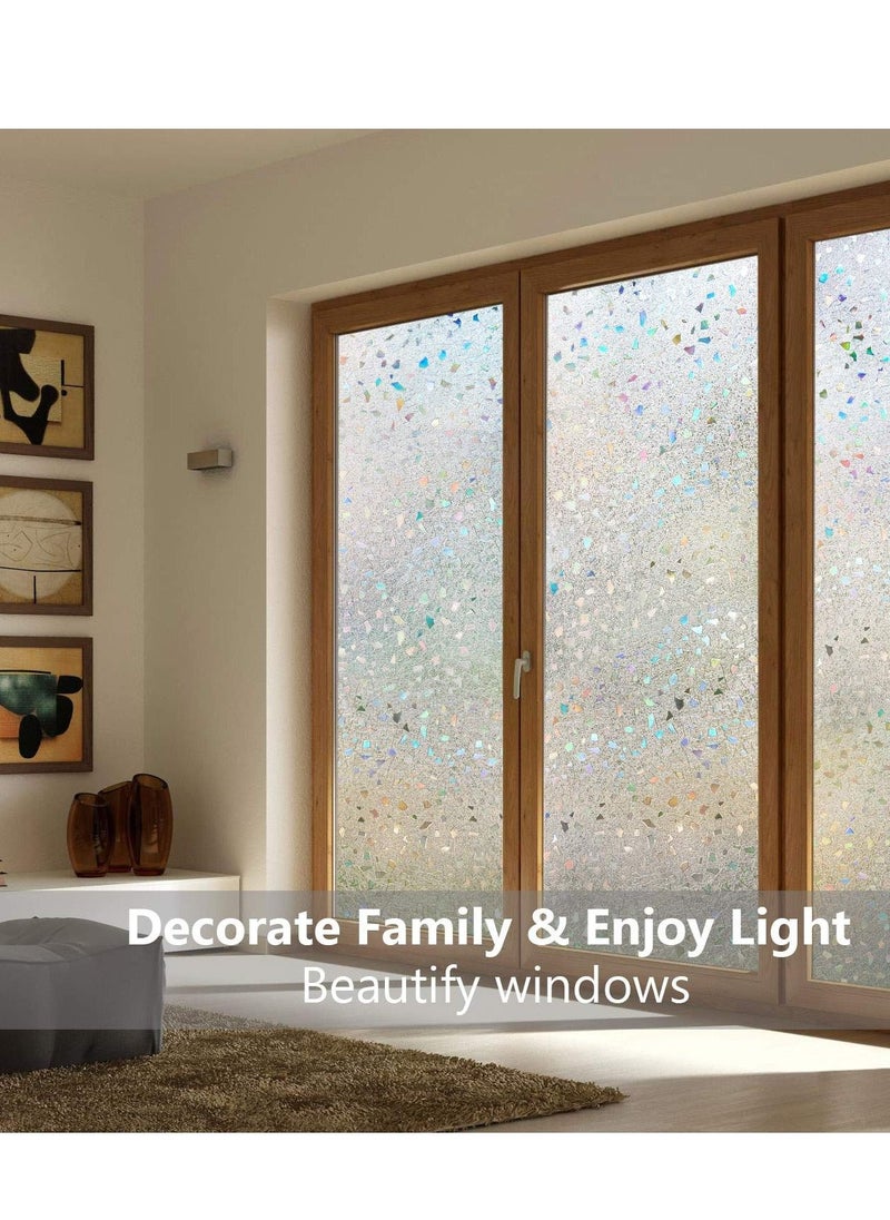 KASTWAVE - Window Privacy Film, 3D Decorative Colored Windows Hidden UV Non-adhesive Electrostatic Stained Glass Window Decals Static Adhesion Gravel Design DIY Cuttable Home Decoration (45x200 cm) - Image 1
