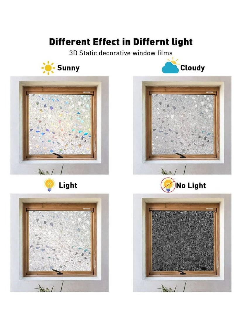 KASTWAVE - Window Privacy Film, 3D Decorative Colored Windows Hidden UV Non-adhesive Electrostatic Stained Glass Window Decals Static Adhesion Gravel Design DIY Cuttable Home Decoration (45x200 cm) - Image 1
