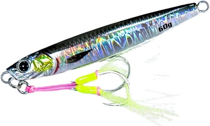 JIGGAT Cast I Jigs - 60g Sinking Fishing Lure in Silver Black