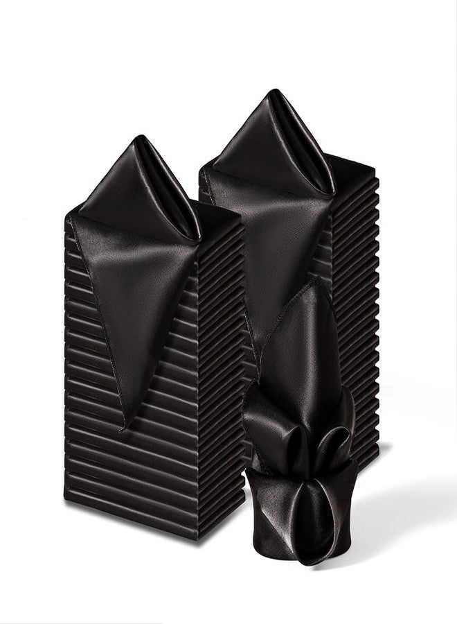 Counfeisly 36 Pack Square Satin Dinner Napkins, 16x16 Inches Silky Soft Smooth Table Cloth Napkins for Restaurant Weddings Banquet Party Decoration, Black - Image 1