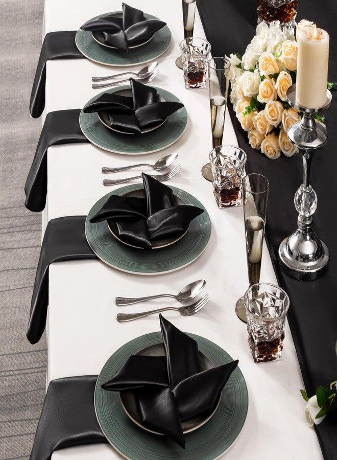 Counfeisly 36 Pack Square Satin Dinner Napkins, 16x16 Inches Silky Soft Smooth Table Cloth Napkins for Restaurant Weddings Banquet Party Decoration, Black - Image 2