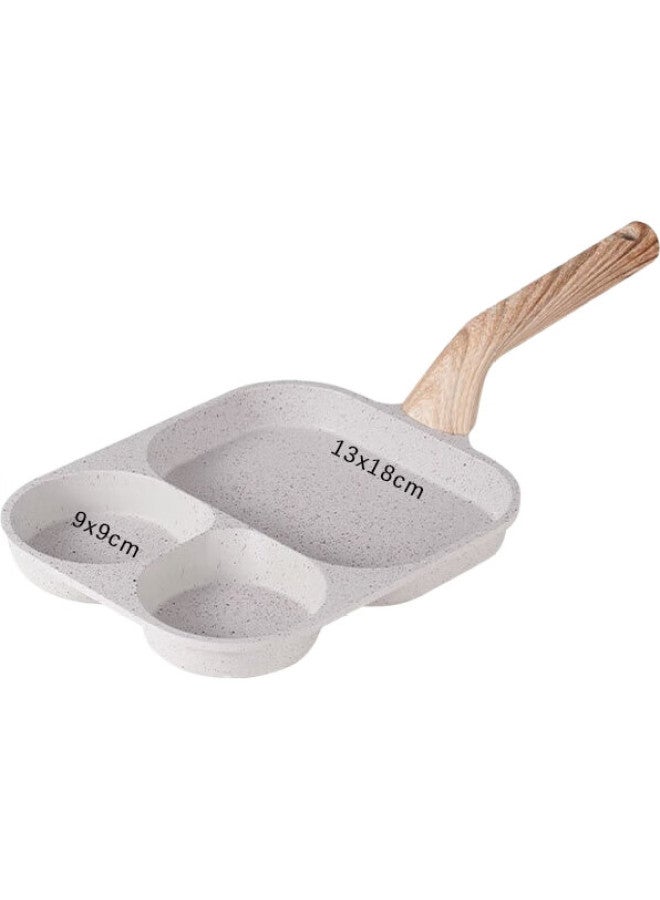 Olofe Baby Breakfast Pan, Three-Hole Egg Frying Mini Flat-Bottom Pan, Three-In Multifunctional Household Maifanite Non-Stick Frying Pan - Image 1