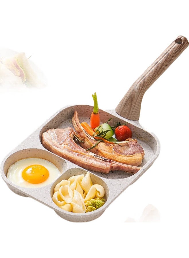 Olofe Baby Breakfast Pan, Three-Hole Egg Frying Mini Flat-Bottom Pan, Three-In Multifunctional Household Maifanite Non-Stick Frying Pan - Image 2