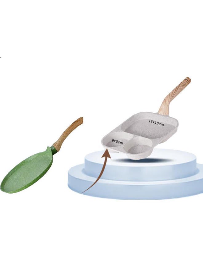 Olofe Baby Breakfast Pan, Three-Hole Egg Frying Mini Flat-Bottom Pan, Three-In Multifunctional Household Maifanite Non-Stick Frying Pan - Image 3