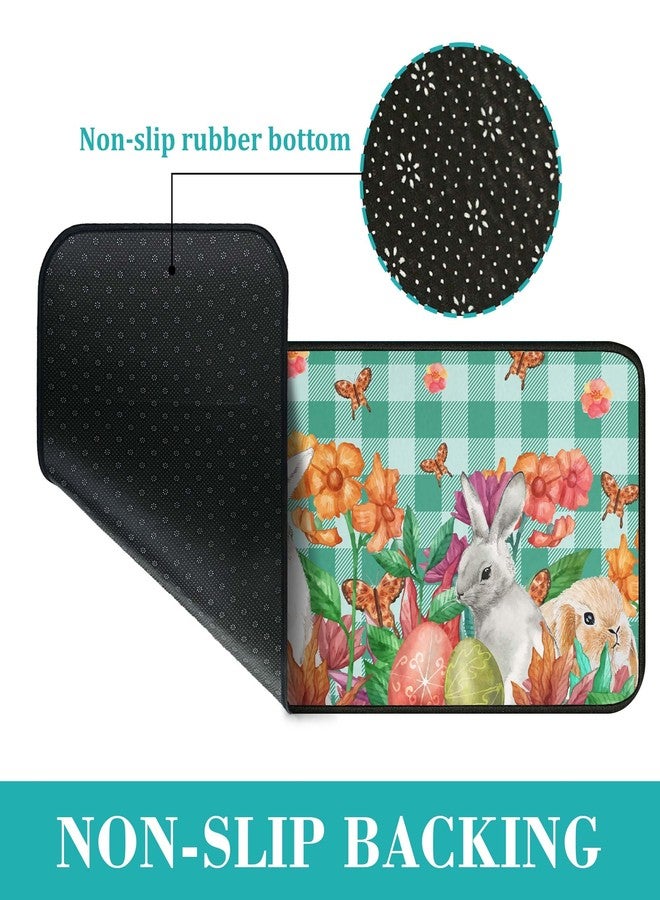 OUXIOAZ Happy Easter Flowers Eggs Bunny Rabbits Kitchen Rugs Set of 2, Spring and Summer Holiday Decorations for Home Kitchen 17"x47"+17"x30" - Image 5