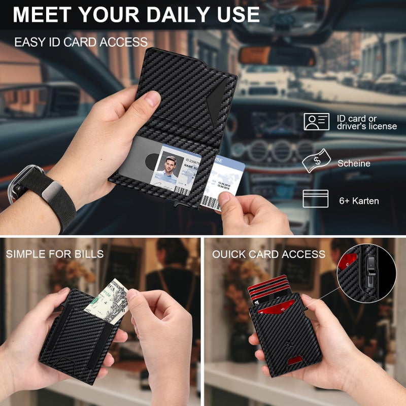 SEMORID Wallet for Men Wallet with Slim Pop Up Card Holder 9-13 Cards, Bifold Minimalist Smart Wallet RFID Blocking Credit Card Holder with ID Window & Stretchable Cash Slot Compact Metal Aluminum Card Case - Image 5
