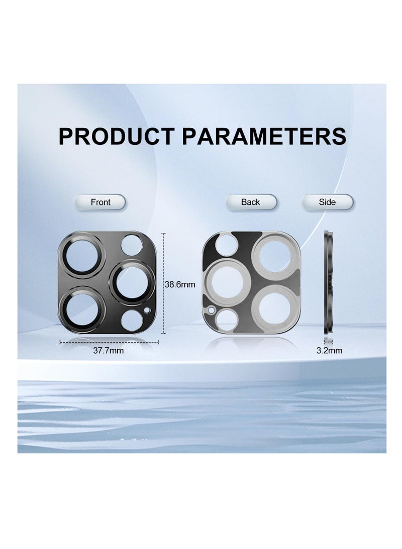 Camera Lens Protector for iPhone 15 Pro and iPhone 15 Pro Max, Alloy Metal Camera Cover with HDTempered Metal Glass Screen Protector Scratch Resistant,Easy to Install (Black) Packof 2 - Image 3