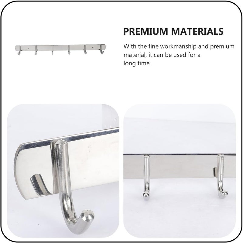 TIDTALEO 304 Stainless Steel Punch-Free Clothes Hook, Heavy-Duty Wall-Mounted Towel and Robe Hook for Bathroom and Toilet, 6-Hook Rack Household Accessory - Image 3