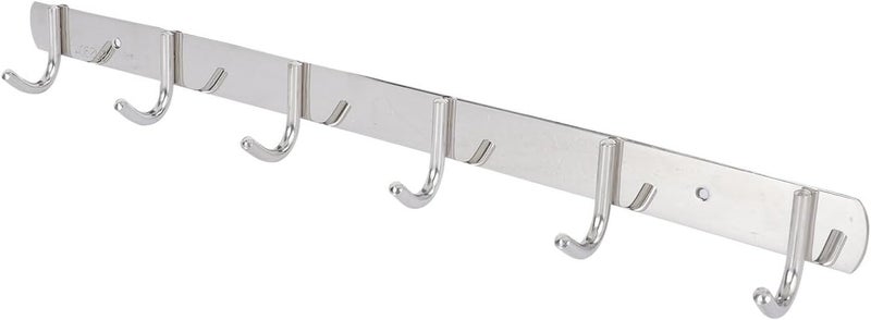TIDTALEO 304 Stainless Steel Punch-Free Clothes Hook, Heavy-Duty Wall-Mounted Towel and Robe Hook for Bathroom and Toilet, 6-Hook Rack Household Accessory - Image 1