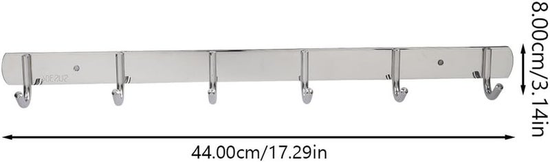 TIDTALEO 304 Stainless Steel Punch-Free Clothes Hook, Heavy-Duty Wall-Mounted Towel and Robe Hook for Bathroom and Toilet, 6-Hook Rack Household Accessory - Image 2