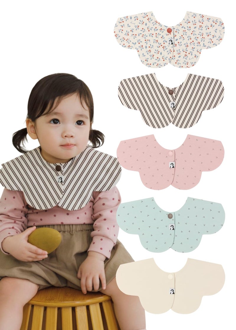 Konny Baby Bib 5-Pack Soft and Absorbent Bandana for Drooling and Teething Newborn Boys Girls Baby Essentials - Image 1