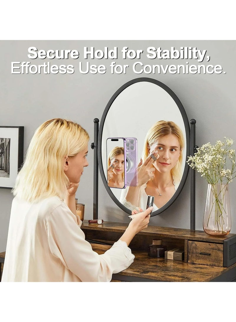 SASKA  Magnetic Vacuum Suction Car Phone Holder Mount C1, 360° Rotating Strong Suction for Car Kitchen Mirro Gym Bath Shower & All Smooth Surface, Compatible with iPhone & Android (Silver) - Image 4