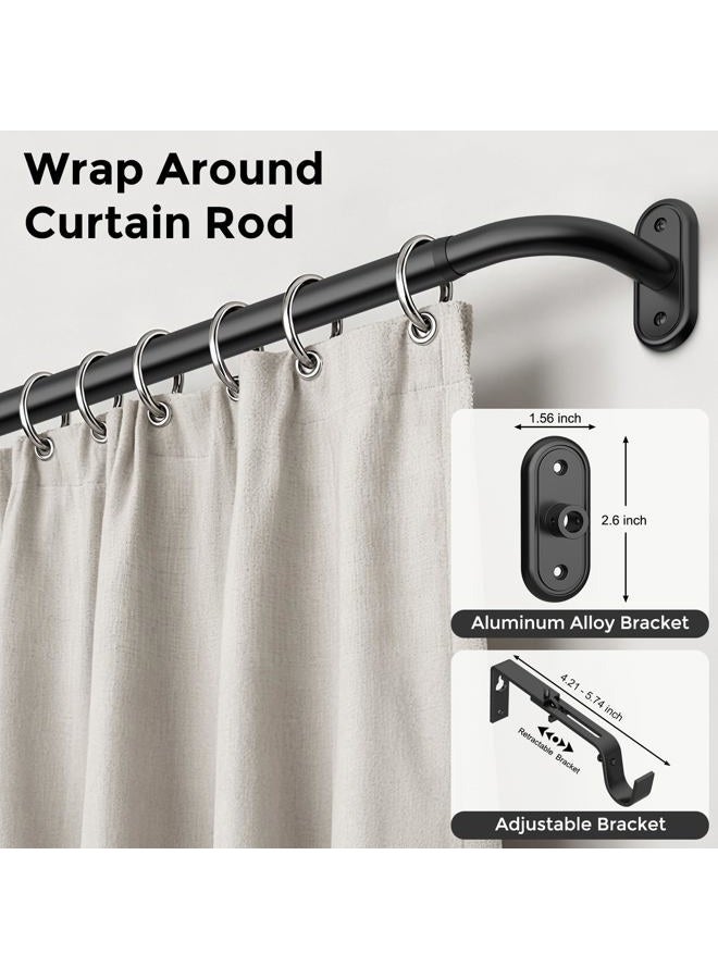Wolistsa 2 Pack Wrap Around Black Curtain Rod, Ceiling Blackout Curtain Rods for Windows 48 to 84 Inch, 1" Adjustable Curved Matel Bedroom Outdoor Window Treatment Rods with Aluminium Finial - Image 2