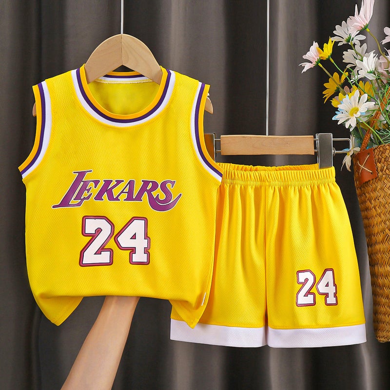 Summer Children'S Sports Uniform Set Boys' Sleeveless Baby Basketball Uniform Vest Shorts Performance Clothing For Young Children - Image 3