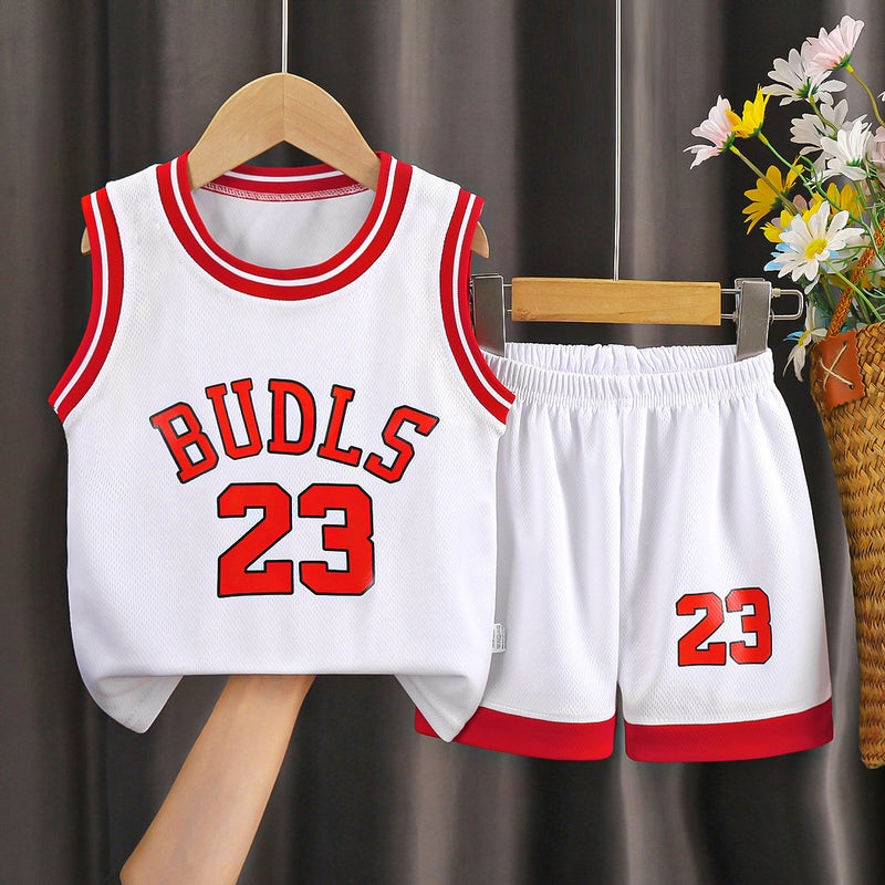 Summer Children'S Sports Uniform Set Boys' Sleeveless Baby Basketball Uniform Vest Shorts Performance Clothing For Young Children - Image 4