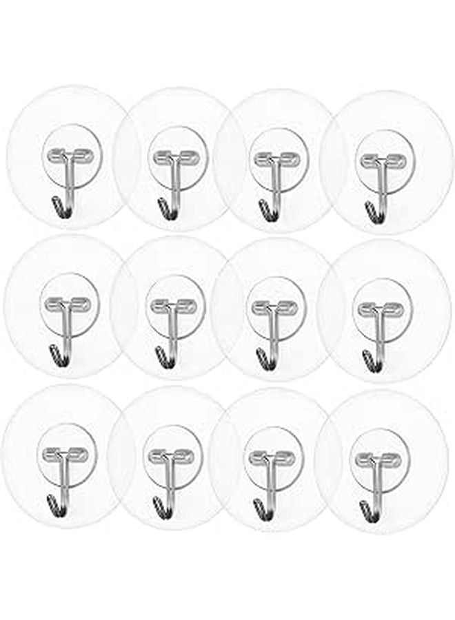 Frosted Sticky Hooks 12 Pack Heavy Duty Wall Mount For Kitchen Bathroom Bedroom - Image 1