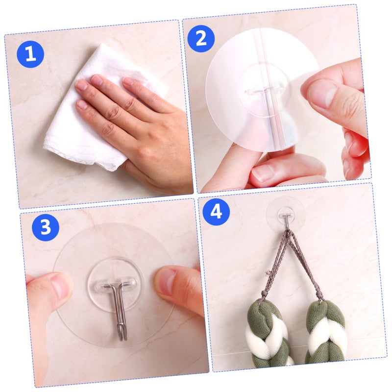 Frosted Sticky Hooks 12 Pack Heavy Duty Wall Mount For Kitchen Bathroom Bedroom - Image 4