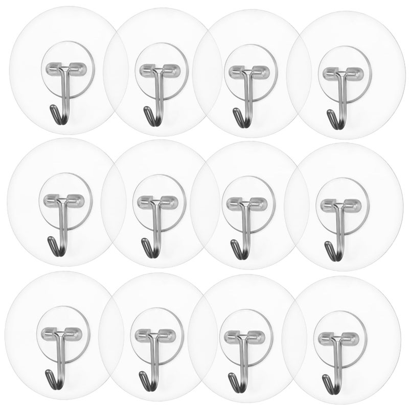 Frosted Sticky Hooks 12 Pack Heavy Duty Wall Mount For Kitchen Bathroom Bedroom - Image 2