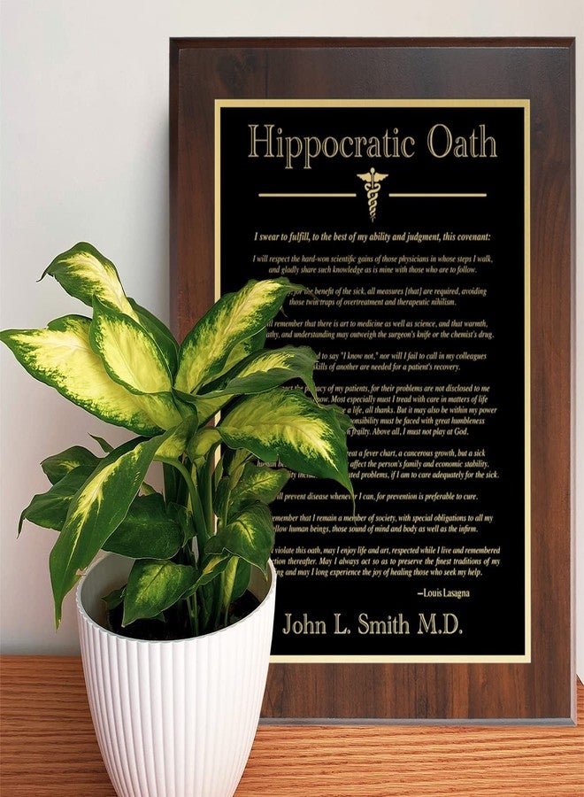 PlaqueMaker 10.5 x 13" PLAQUE: Containing the Hippocratic Oath and Your Customization - Great for Medical School Graduation Gifts, New Practices, and More (Black Metal w/Gold Engraving) - Image 3