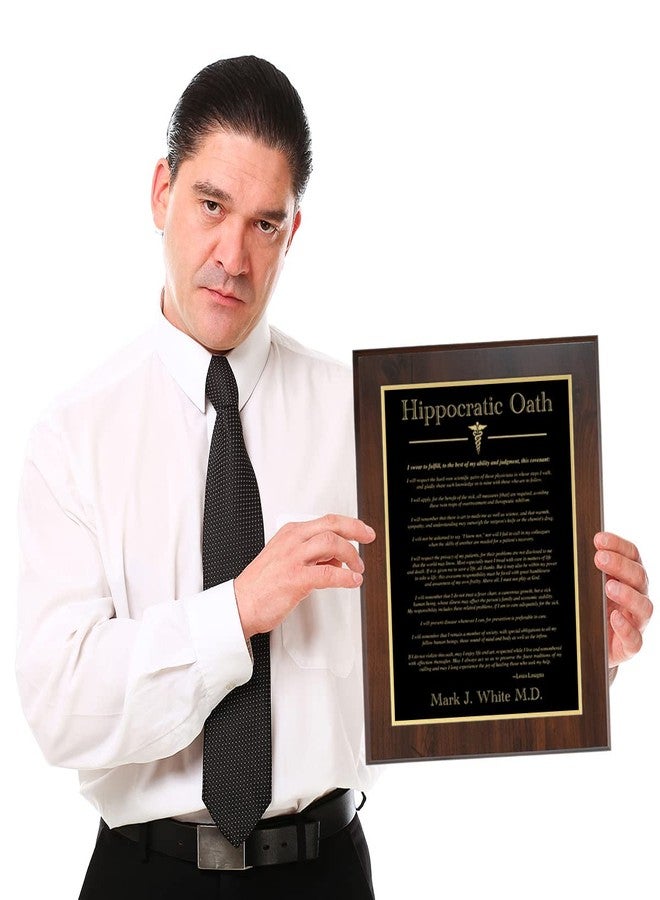 PlaqueMaker 10.5 x 13" PLAQUE: Containing the Hippocratic Oath and Your Customization - Great for Medical School Graduation Gifts, New Practices, and More (Black Metal w/Gold Engraving) - Image 2