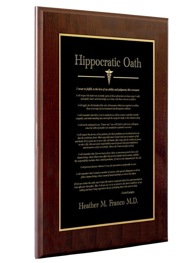 PlaqueMaker 10.5 x 13" PLAQUE: Containing the Hippocratic Oath and Your Customization - Great for Medical School Graduation Gifts, New Practices, and More (Black Metal w/Gold Engraving) - Image 1