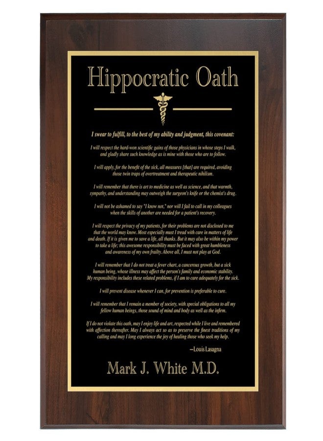 PlaqueMaker 10.5 x 13" PLAQUE: Containing the Hippocratic Oath and Your Customization - Great for Medical School Graduation Gifts, New Practices, and More (Black Metal w/Gold Engraving) - Image 4