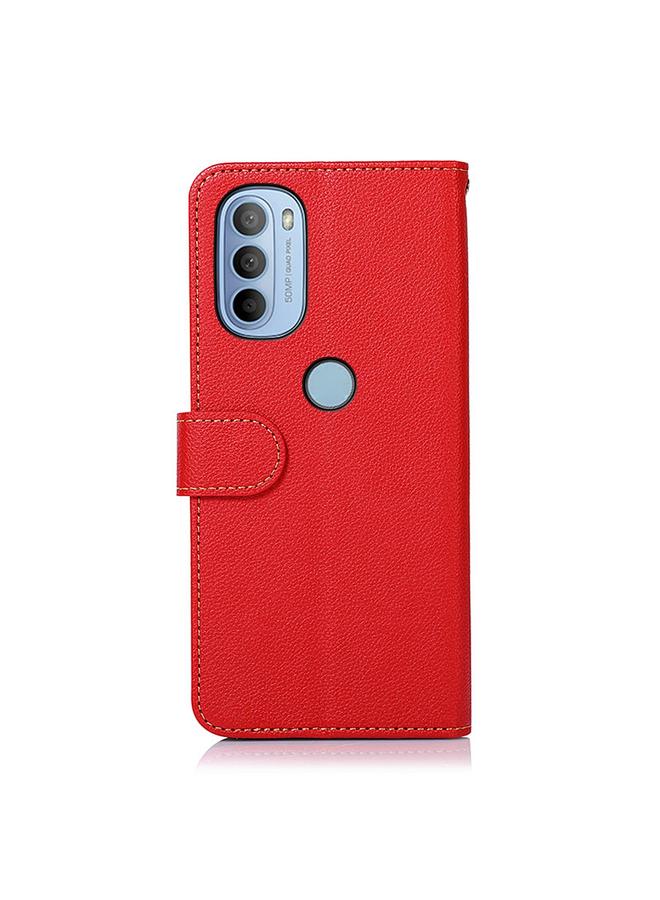 اس-توب جراب لهاتف موتورولا موتو جي 31 / جي 41 - جراب هاتف KHAZNEH من الجلد بنسيج الليتشي بتقنية RFID - Image 3