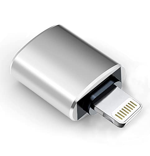 Wahbite Apple Lightning to USB Camera Adapter, USB 3.0 OTG Cable for iPhone/iPad to Connect Card Reader, USB Flash Drive, U Disk, Keyboard, Mouse, Hubs, MIDI, Plug & Play, Silver#1Pack - Image 1