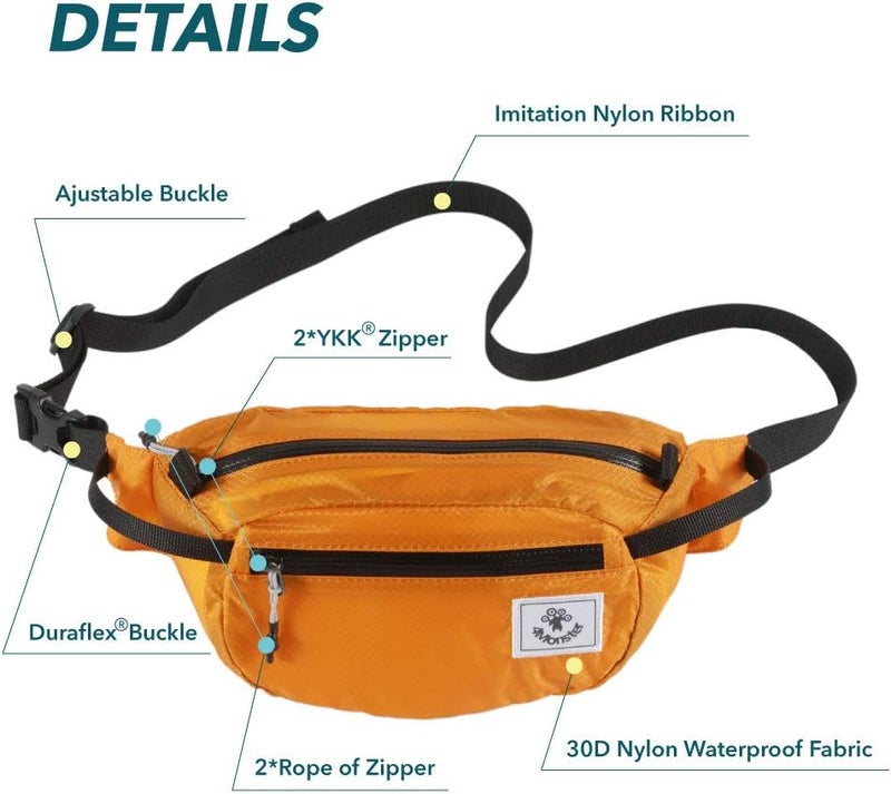 4Monster Hiking Waist Packs Portable,Water Resistant Fanny Bag with Adjustable Strap,Lightweight Crossbody Chest Bag Slim Bag - Image 2