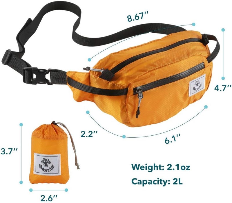 4Monster Hiking Waist Packs Portable,Water Resistant Fanny Bag with Adjustable Strap,Lightweight Crossbody Chest Bag Slim Bag - Image 3
