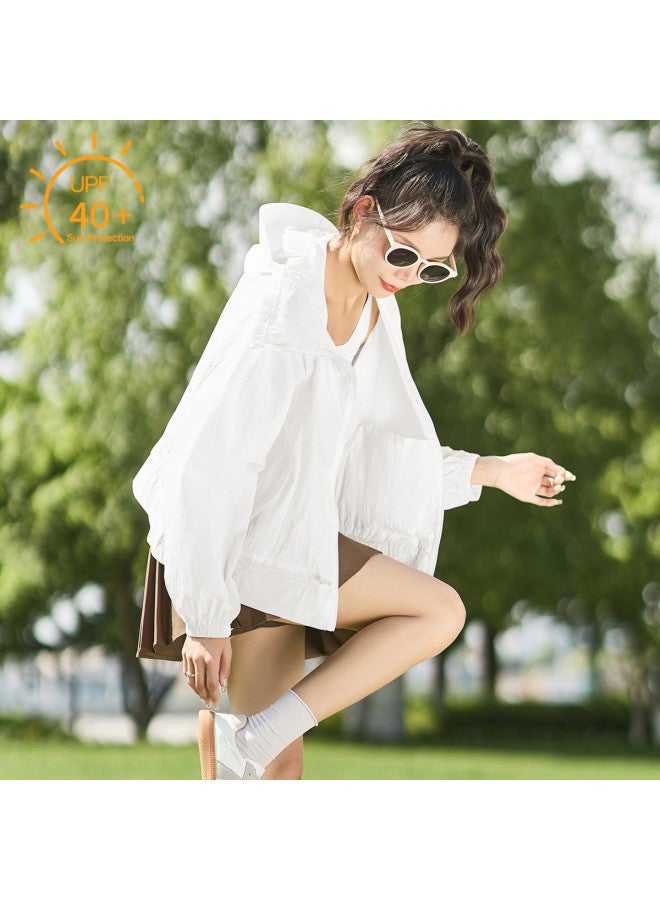 TonLion Women's Summer Hooded Jacket With Diagonal Front, Sun Protection Top, Korean Style Simple & Youthful, Versatile & Chic - Image 2