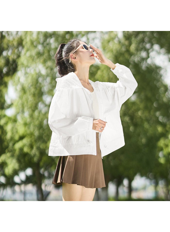 TonLion Women's Summer Hooded Jacket With Diagonal Front, Sun Protection Top, Korean Style Simple & Youthful, Versatile & Chic - Image 4