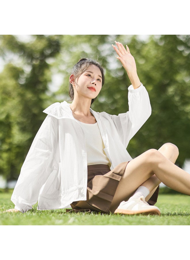 TonLion Women's Summer Hooded Jacket With Diagonal Front, Sun Protection Top, Korean Style Simple & Youthful, Versatile & Chic - Image 3