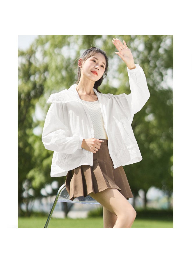 TonLion Women's Summer Hooded Jacket With Diagonal Front, Sun Protection Top, Korean Style Simple & Youthful, Versatile & Chic - Image 5