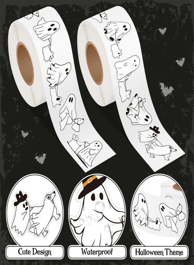 Eartim 1000pcs Ghost Walking Dog Sticker Rolls, 14 Designs Cartoon Little Boo with Cute Dog Halloween Waterproof Self-Adhesive Sticker Decorative Decals for Halloween Party Favor Supplies - Image 4