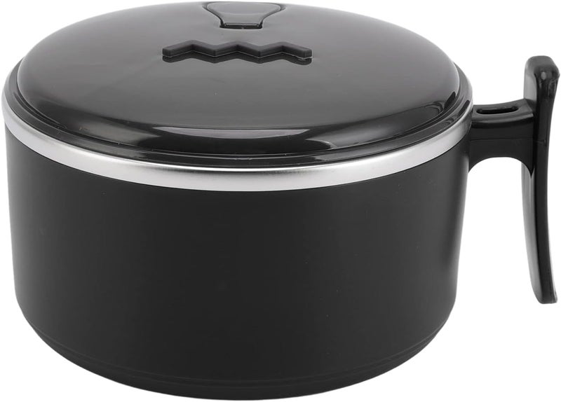 Ramen Cooker, Stainless Steel Insulated Large Capacity with Lids Stand Design Ramen Noodles Bowl Ramen Bowl for Apartment Home Office Lunch (Black) - Image 4