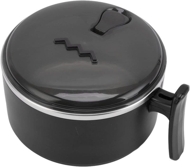Ramen Cooker, Stainless Steel Insulated Large Capacity with Lids Stand Design Ramen Noodles Bowl Ramen Bowl for Apartment Home Office Lunch (Black) - Image 1
