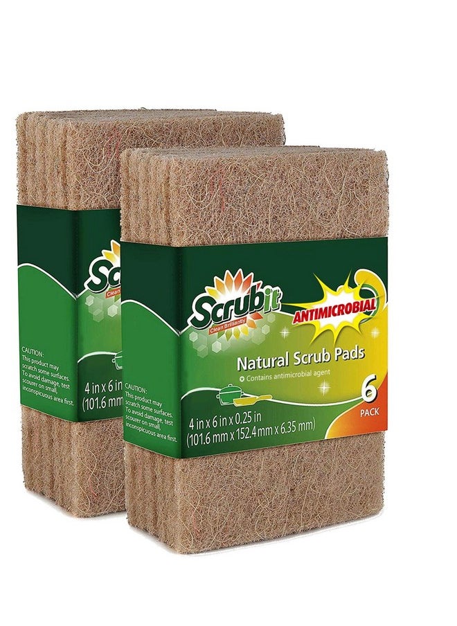 SCRUBIT - Natural Scouring Pads (12 Pack) Eco Friendly Scrubbing Pads For Kitchen Cleaning Dishes And Pots Non Scratch Kitchen Scrubbers 100% Natural Sisal Fibers - Image 1