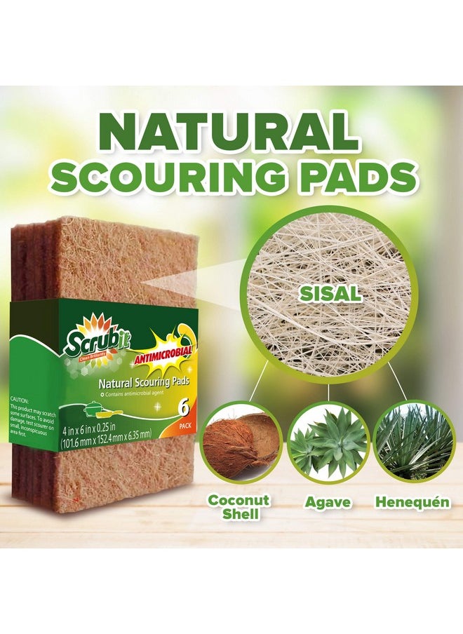 SCRUBIT - Natural Scouring Pads (12 Pack) Eco Friendly Scrubbing Pads For Kitchen Cleaning Dishes And Pots Non Scratch Kitchen Scrubbers 100% Natural Sisal Fibers - Image 1