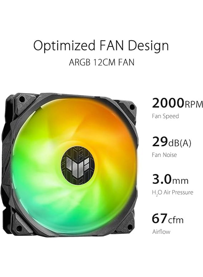 ASUS TUF Gaming LC II 240 ARGB Liquid Cooler With Aura Sync, 240MM Radiator, 2*120MM TUF ARGB Fans, Reinforced 400MM Tubing, Decoupled Low-Noise Pump With Cover, Black 90RC00U1-M0UAY0 Black - Image 3