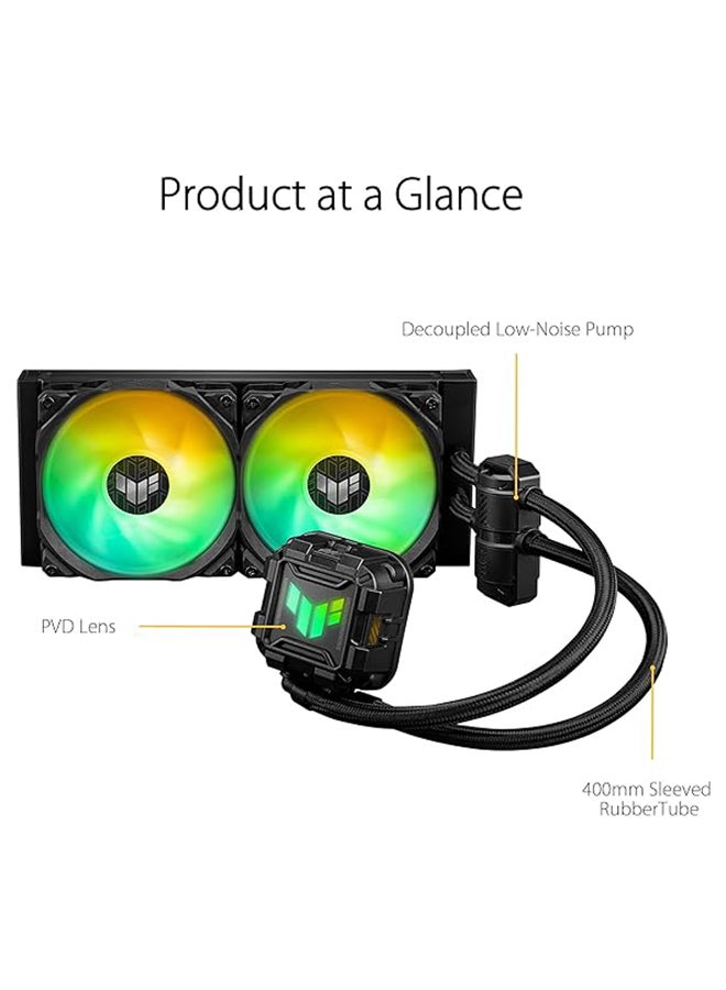 ASUS TUF Gaming LC II 240 ARGB Liquid Cooler With Aura Sync, 240MM Radiator, 2*120MM TUF ARGB Fans, Reinforced 400MM Tubing, Decoupled Low-Noise Pump With Cover, Black 90RC00U1-M0UAY0 Black - Image 2