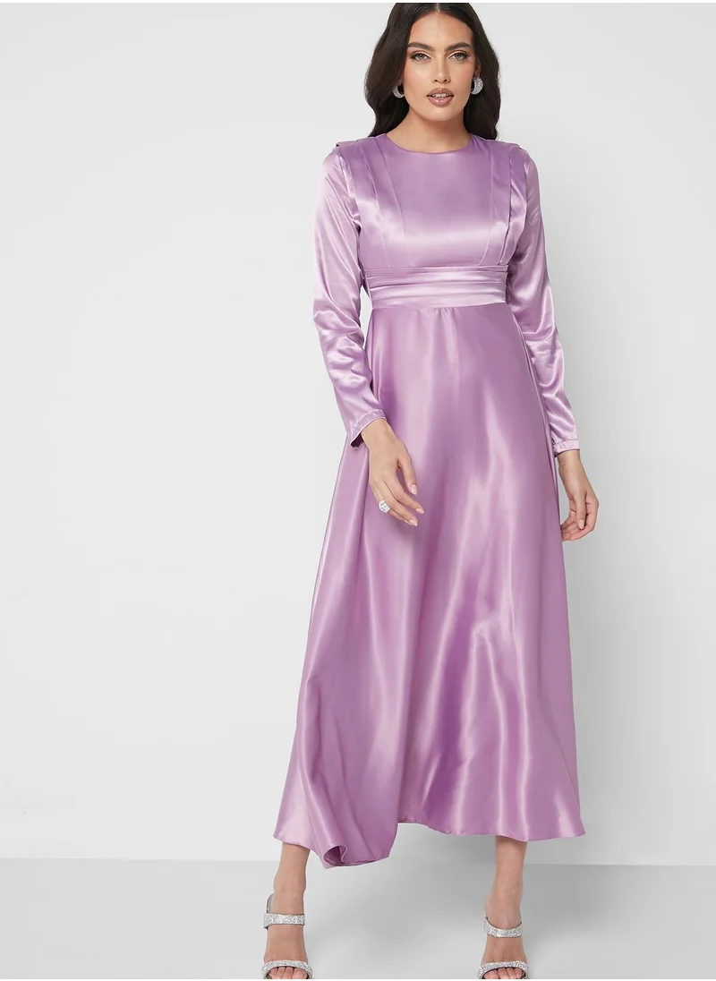 Khizana Ruched Detail Satin Dress