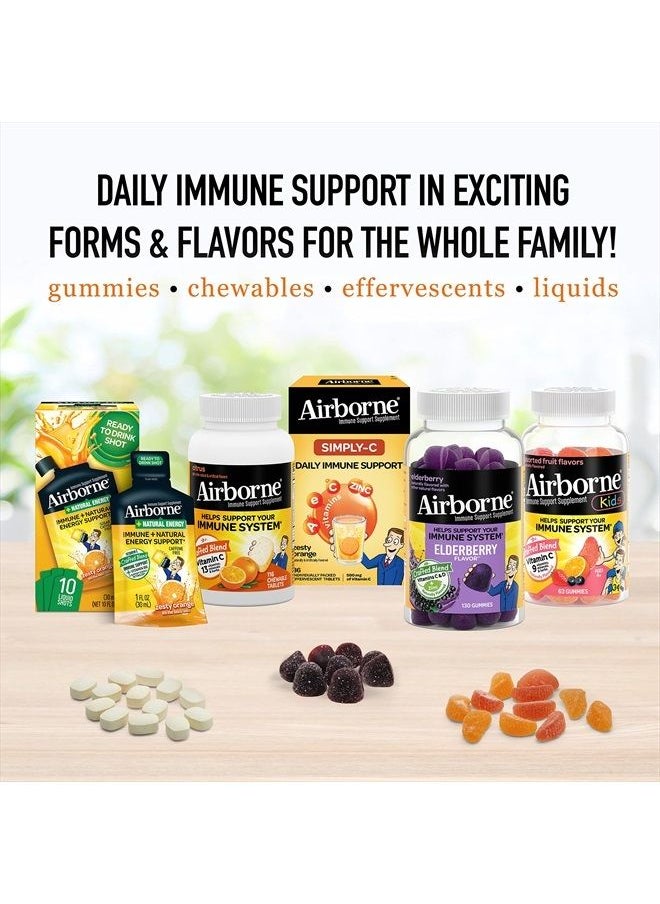 Airborne - 1000mg Vitamin C Chewable Tablets with Zinc, Immune Support Supplement with Powerful Antioxidants Vitamins A C & E - 96 Chewable Tablets, Very Berry Flavor - Image 1
