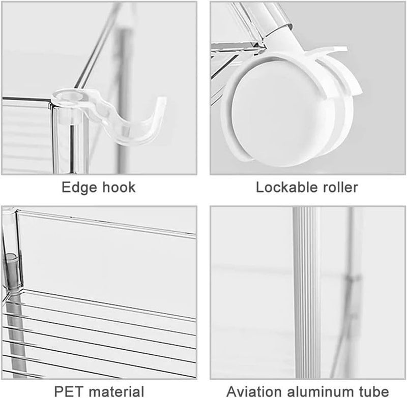 MosQuick® 3 Tier Acrylic Slim Trolley Rack Cart 21 cm Wide Kitchen Storage Cart Kitchen Organizer Bathroom Storage Rack Bathroom Organiser, Ideal Salon Trolley Perfect Racks for Storage Multipurpose - Image 5