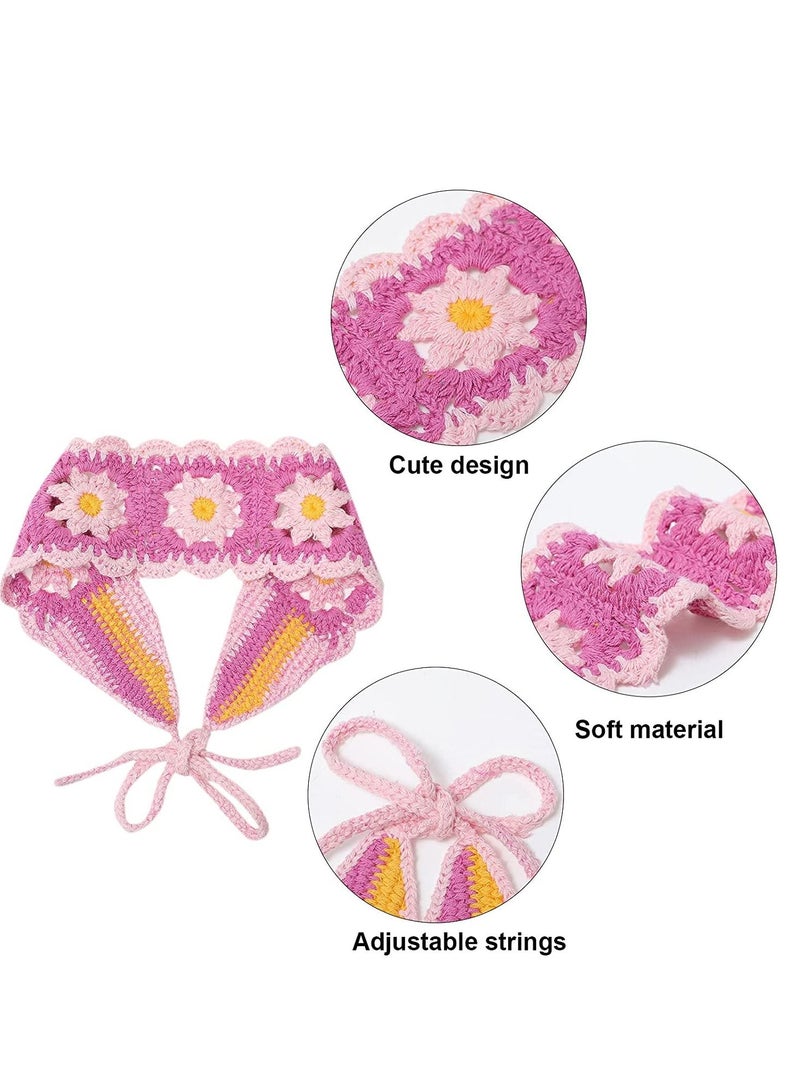Hippie Hair Bandanas Headbands for Women Boho Headband Knit Hair Bands Floral Head Wrap Headband Vintage Head Kerchief for Girls Women Hair Accessories 3PCS