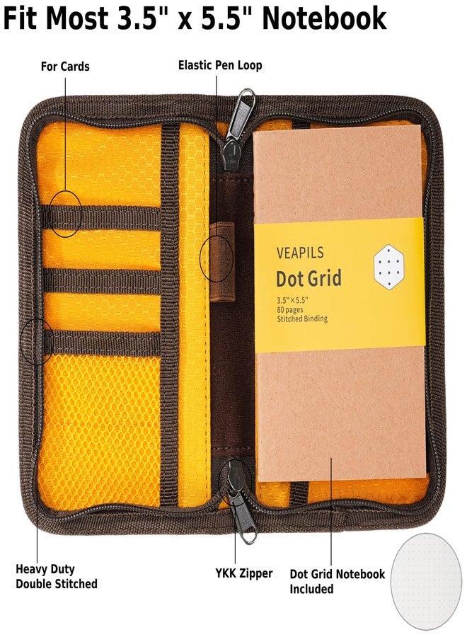 VEAPILS Pocket Journal Cover with Field Book, Waterproof Pocket Notebook Cover with Zipper for Journal Planner, Small Notebook Holder for Field Notes & Moleskine Cahier 3.5" x 5.5" - Mini Field Journal - Image 2