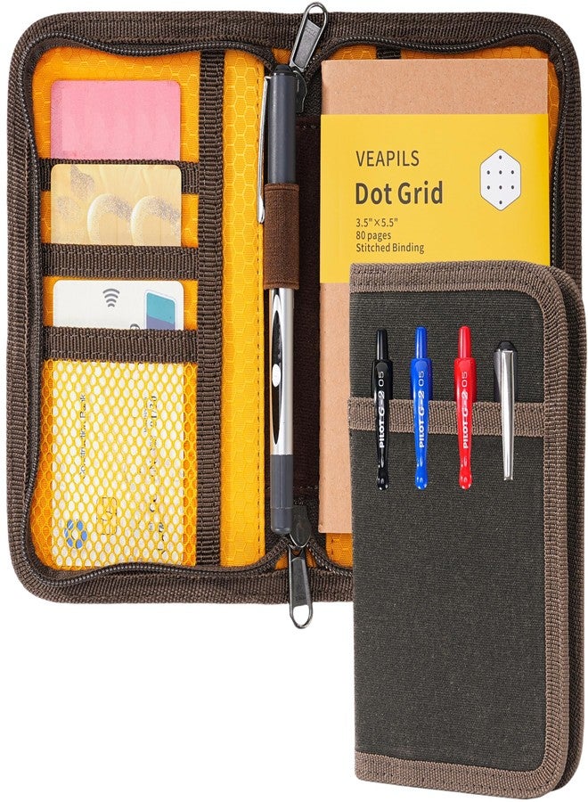VEAPILS Pocket Journal Cover with Field Book, Waterproof Pocket Notebook Cover with Zipper for Journal Planner, Small Notebook Holder for Field Notes & Moleskine Cahier 3.5" x 5.5" - Mini Field Journal - Image 1