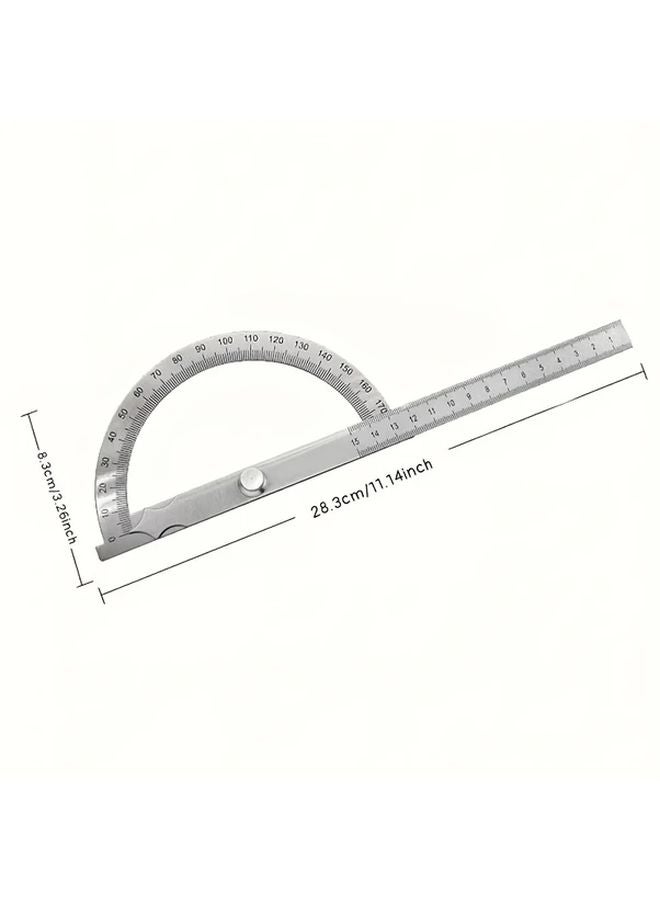 Silvery Stainless Steel Carpenter Square Protractor Ruler Precision Angle Measuring Tool - Image 3