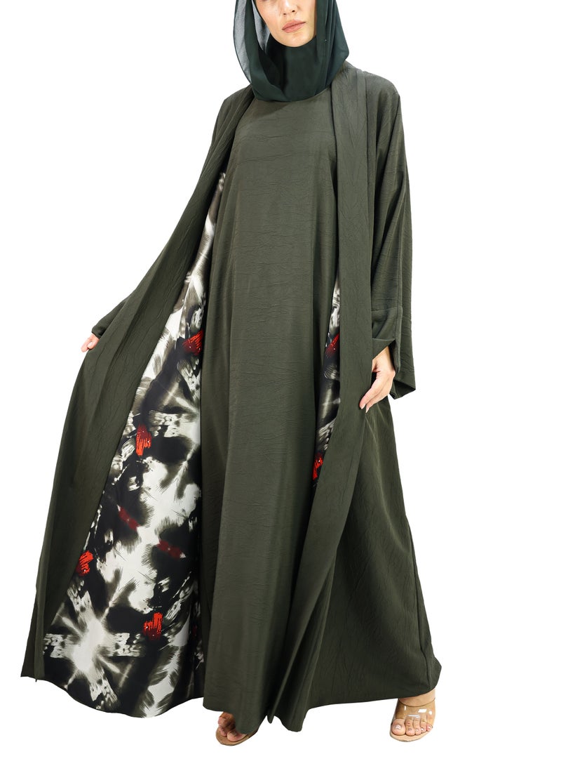 THE MODEST FACTORY Elegant chiffon self textured Abaya - Image 3